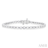 4 3/4 ctw East-West Bezel Set Emerald Cut Diamond Tennis Bracelet in 14K White Gold